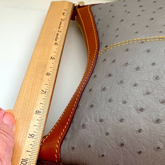 NWT - Dooney & Bourke Ostrich Gray and Tan Crossbody Bag - Picture 9 of 9